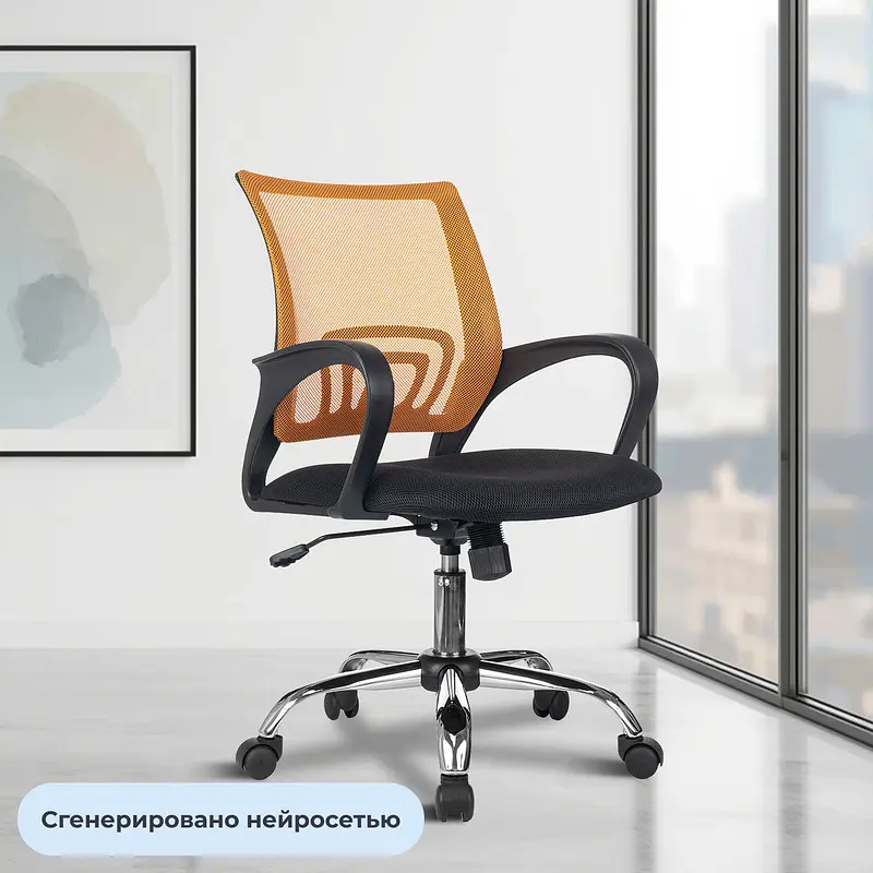 Кресло офисное Комус Мебель EChair-396 оранжевое/черное (ткань/сетка — фото 2