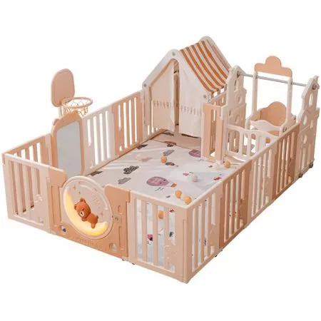 Детский манеж UNIX Kids DeLuxe House Camel 150x180 (PPLXSWH180WC) — для отдых