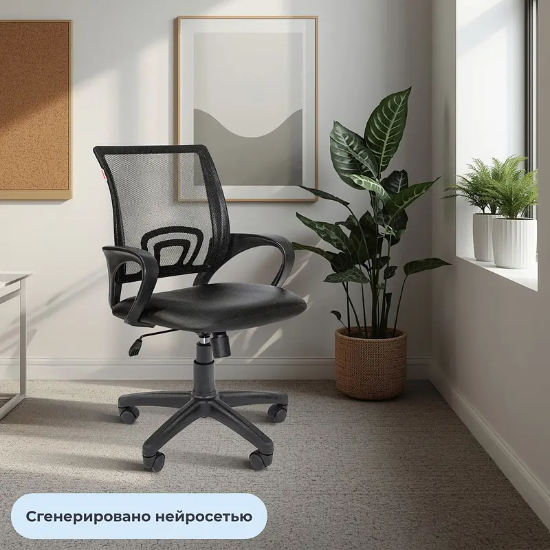 Кресло офисное Комус Мебель (Easy Chair) 304 черное (экокожа/сетка — для хранение — фото 2
