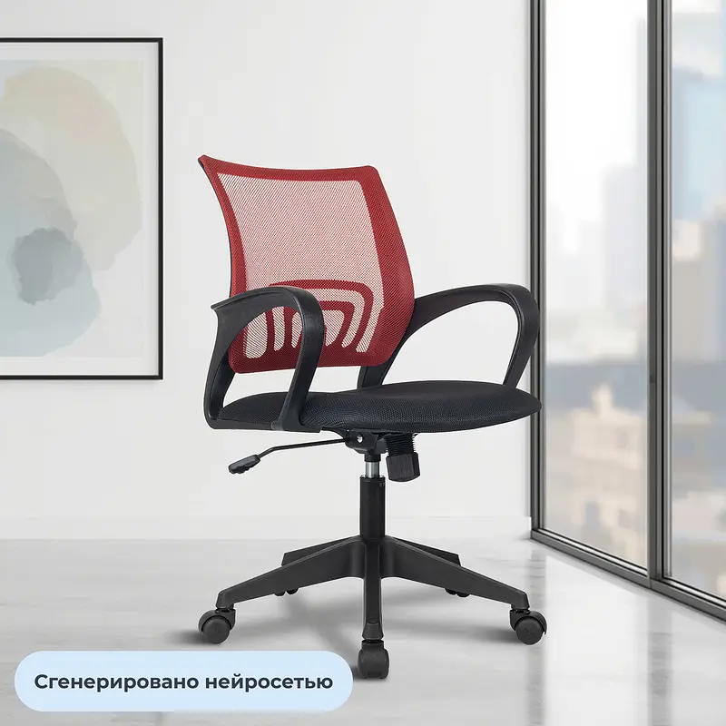 Кресло офисное Комус Мебель Echair 396 красное/черное (ткань/сетка — фото 2