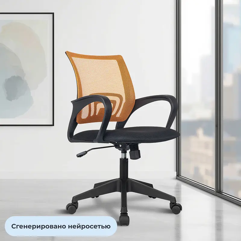 Кресло офисное Комус Мебель EChair-396 оранжевое/черное (ткань/сетка — фото 2