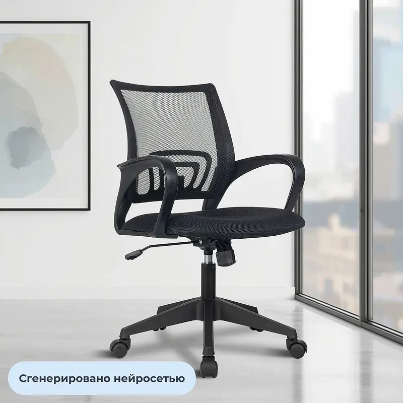 Кресло офисное Комус Мебель EChair-396 черное (ткань/сетка — фото 2
