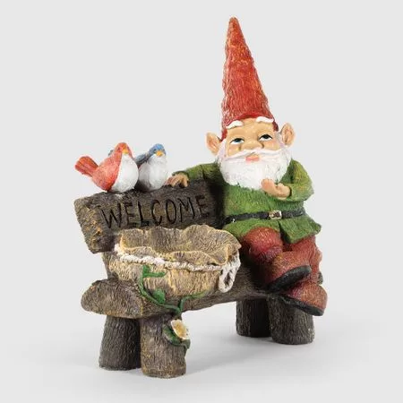 Фигура садовая Shimmer arts Гном на лавочке 33х21х39 см — для участок