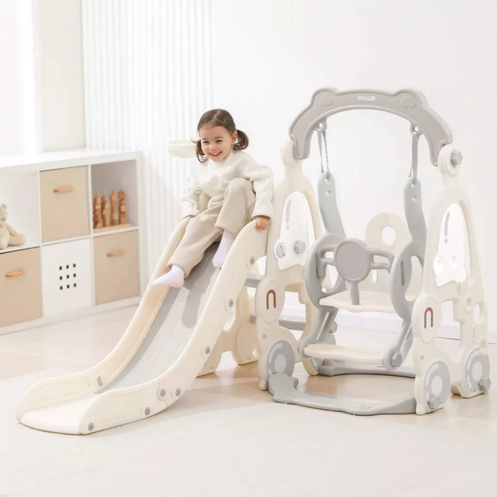 Детская горка с качелями UNIX Kids Car серый (PSLSWGY) — для отдых — фото 7