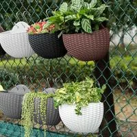 Настенный цветочный горшок Имитация плетения из ротанга Креативная кашпо для цветов — для декор — фото 2