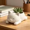 3D-печатный цветочный горшок для кошек Лежащий котенок Суккуленты Травяные растения — для хранение