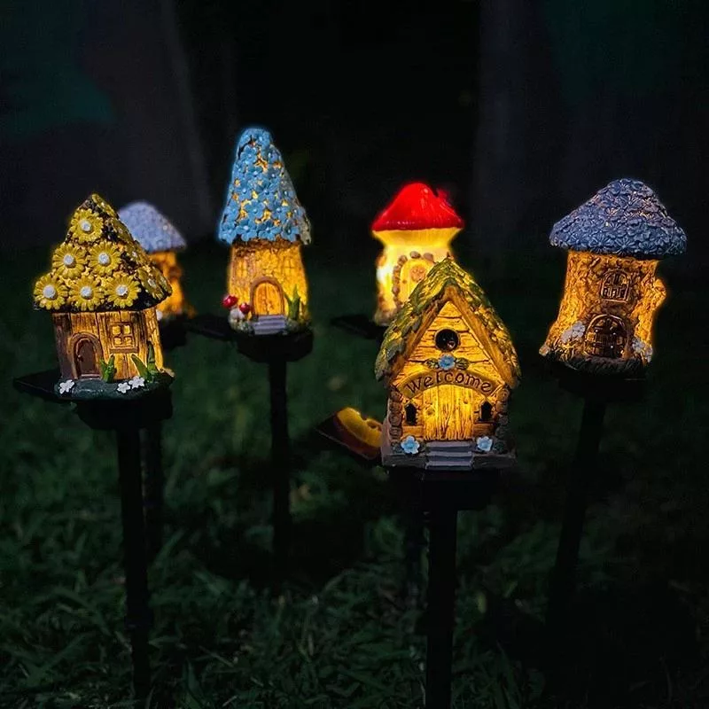 Светодиодный солнечный газонный светильник Multi Craft Miniature Fairy House — для участок — фото 4