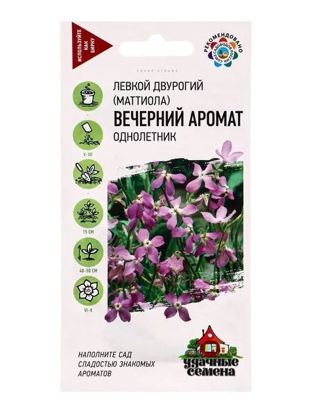 Семена цветов Левкой двурогий (Маттиола) «Вечерний аромат» 0.3 г — для огород