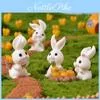 Милый Животный Кролик Дом Сад Смола Морковка Дерево Поделка Миниатюра Sitting Rabbit — для участок
