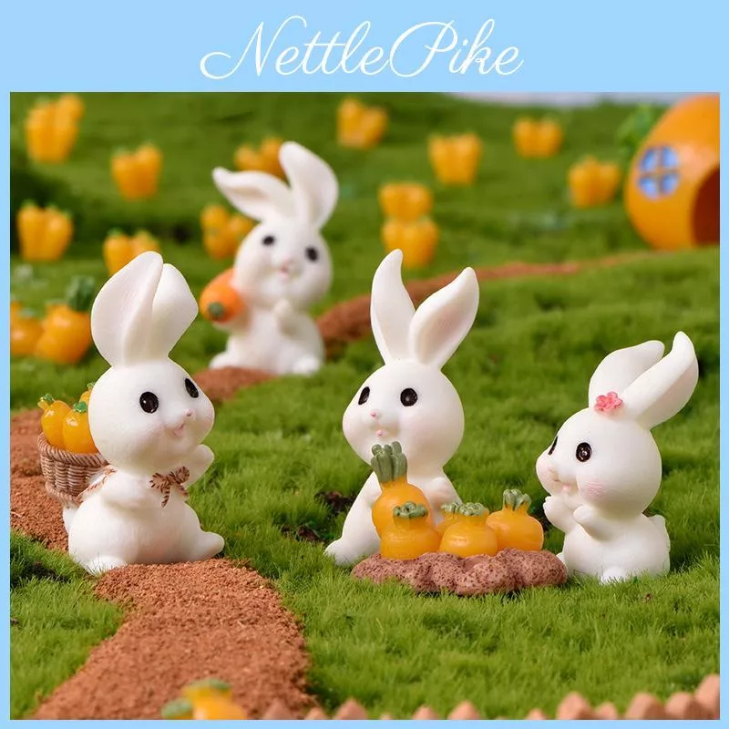 Милый Животный Кролик Дом Сад Смола Морковка Дерево Поделка Миниатюра Sitting Rabbit — для участок — фото 4