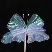 НОВЫЕ Шелковые Искусственные Цветы-Бабочки Разноцветные 30см Большая Бабочка — для участок — фото 2