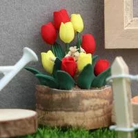 Кукольный домик Тюльпан в горшке Украшение 2 Масштаба Миниатюрный Садовый Пейзаж — для участок — фото 2