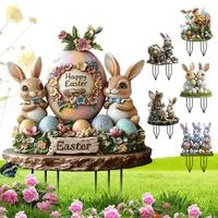 Садовый указатель Пасхальный кролик Акриловая пасхальная табличка для двора 2D — для участок — фото 2