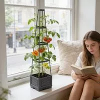 Ящик для цветов с решеткой Уличная клетка-опора для вьющихся растений Горшок на — для огород — фото 2