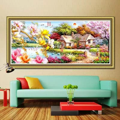 DIY 5d алмазная живопись большой сад коттедж пейзаж полная круглая дрель мозаика — для участок — фото 3