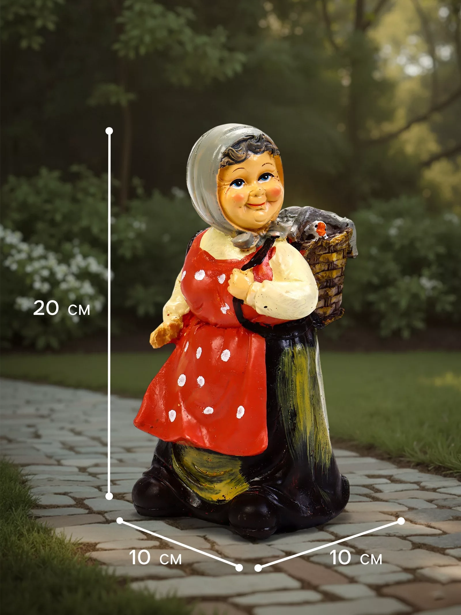 Садовая фигура из полистоуна «Бабушка с гусем» — для участок — фото 2