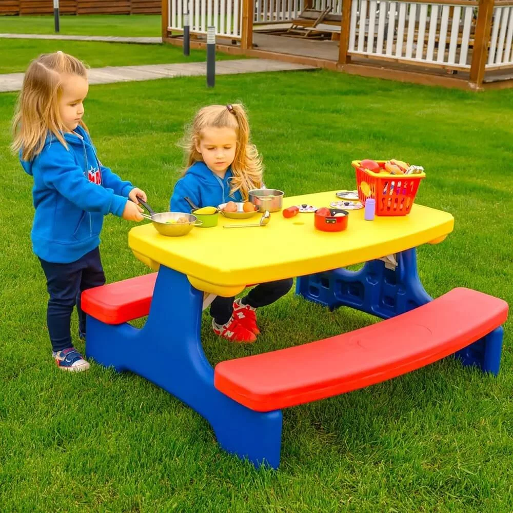 Стол садовый с лавочками UNIX Kids Garden жёлтый (PTGARDTB100) — для хранение — фото 7